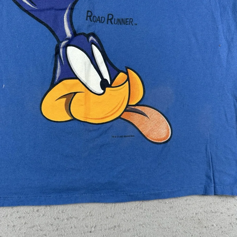 Vintage Road Runner T‎ Shirt Men's XL Blue Looney Tunes Big Head Short Sleeve